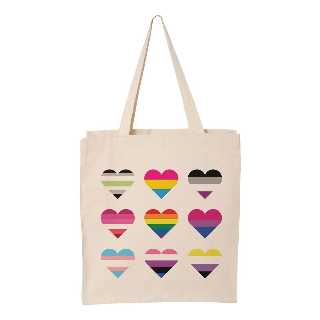 Pride Heart Flags Tote Bag: Natural