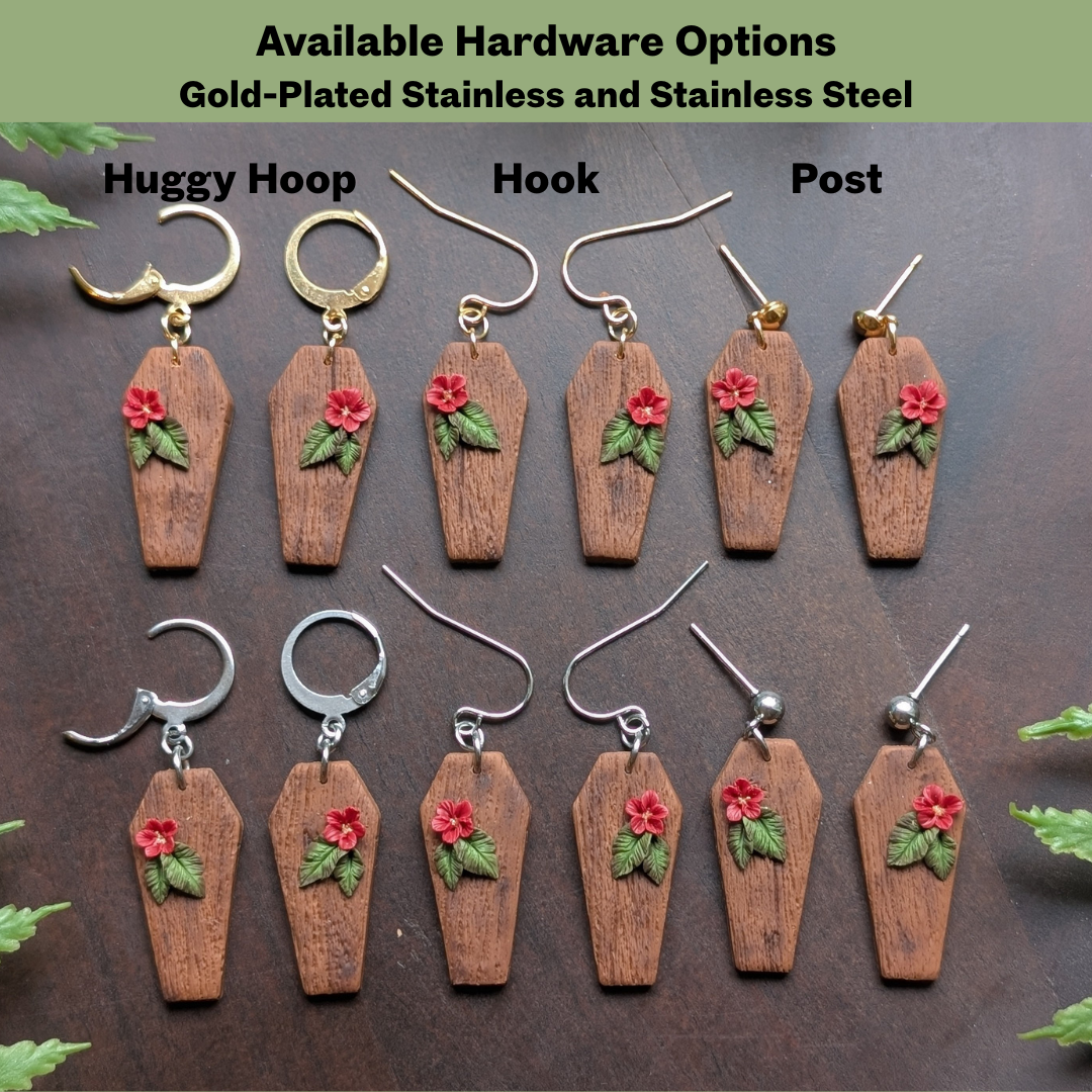 Dark Floral Moth Dangle Earrings