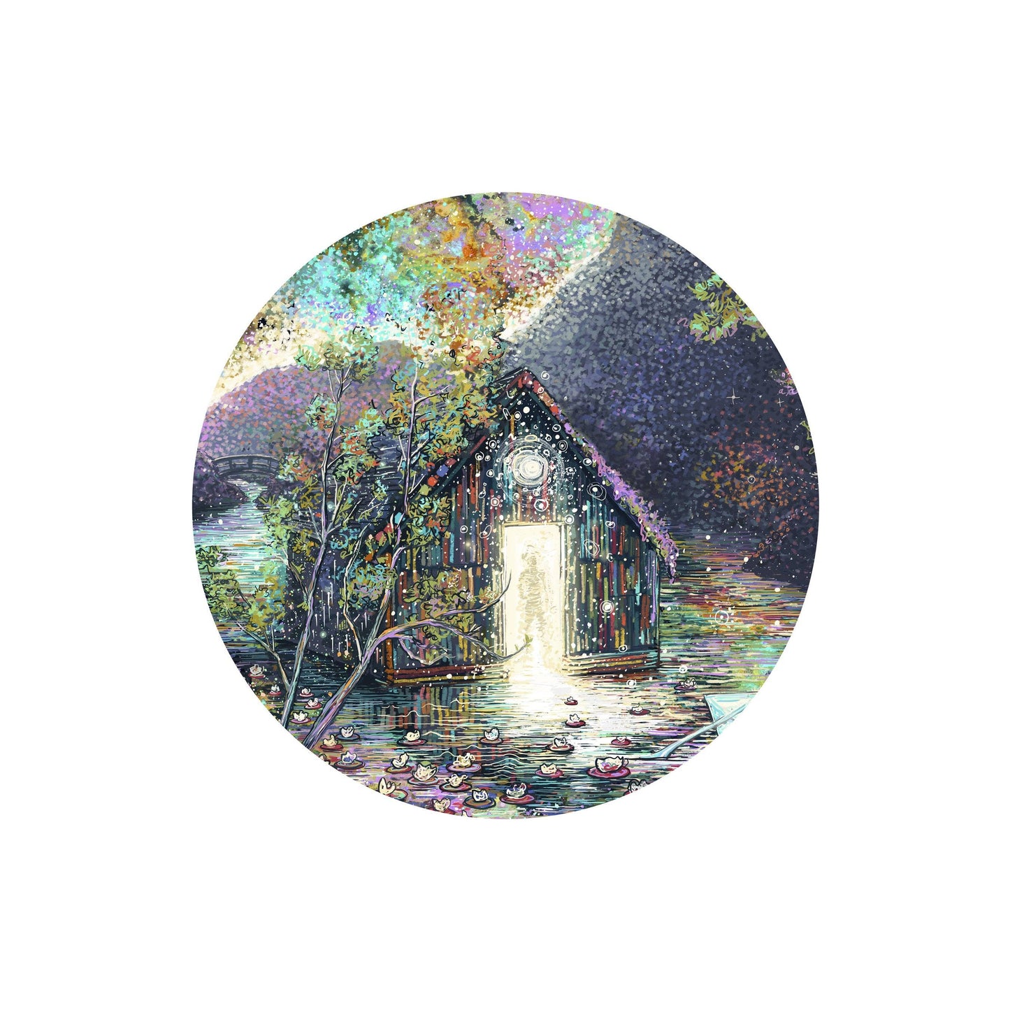 Waterlily House Sticker - Surreal Landscape