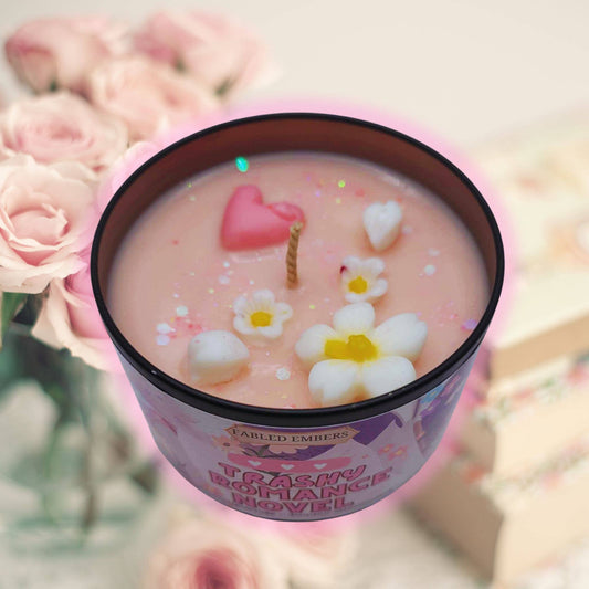 8 ounce TRASHY ROMANCE NOVEL Candle in BLACK TIN Book Lovers