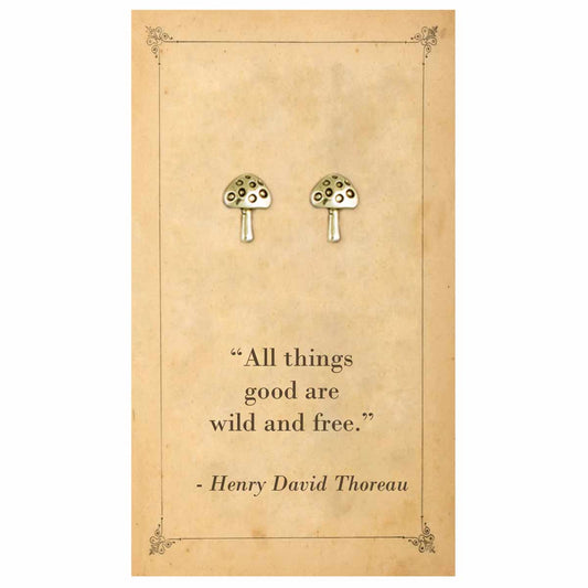 Literary Quotes Mushroom Post Earrings