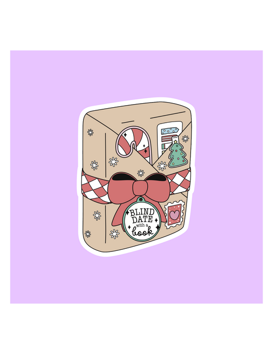 Christmas Blind Date With A Book Sticker: 3 inch