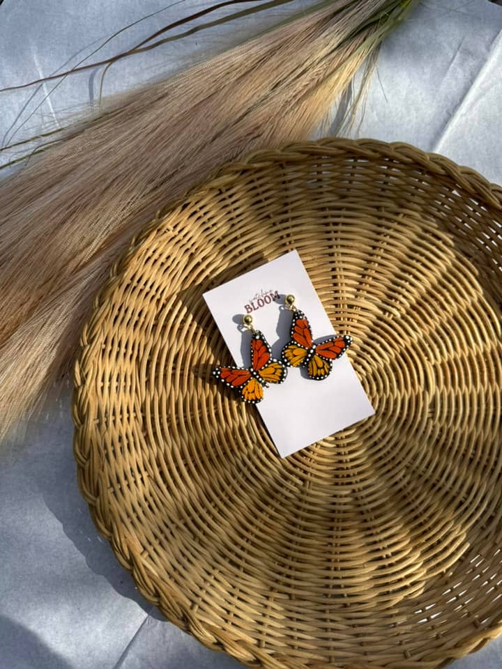 Monarch Butterfly Polymer Clay Earrings