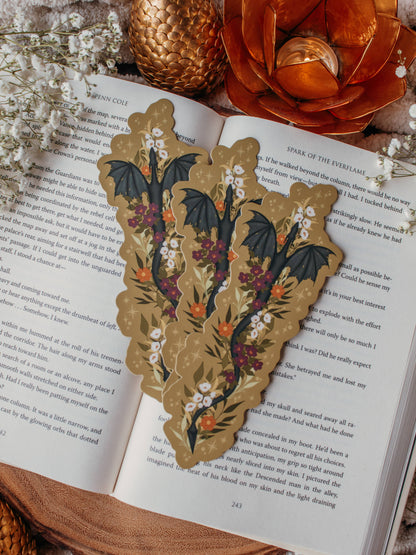 Floral Wyvern Die-Cut Bookmark