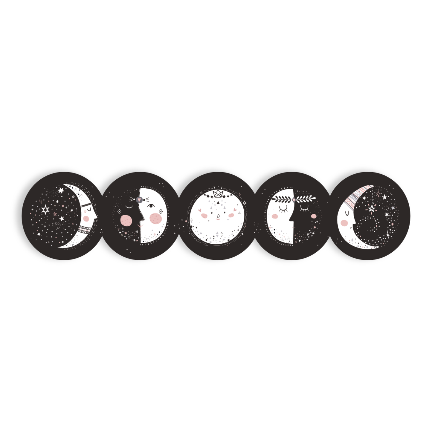 Folk Lunar Phases Moon Adorable High Quality Vinyl Sticker