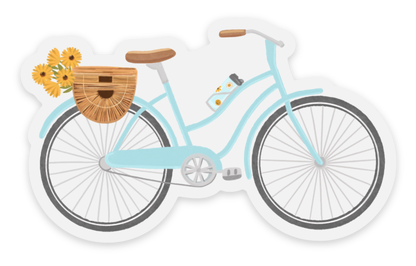 Clear Blue Bicycle Sticker, 3 in. x 1.8 in.