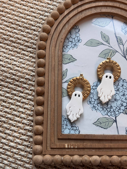 Golden Ray Sheet Ghosts | Polymer Clay Earrings