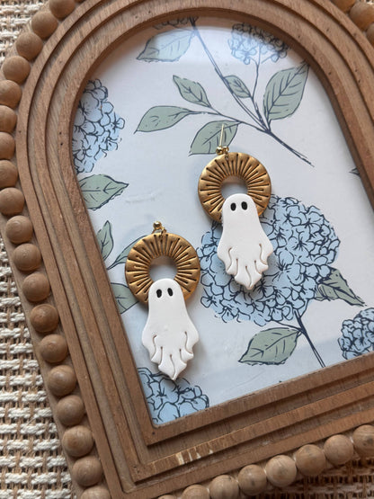 Golden Ray Sheet Ghosts | Polymer Clay Earrings