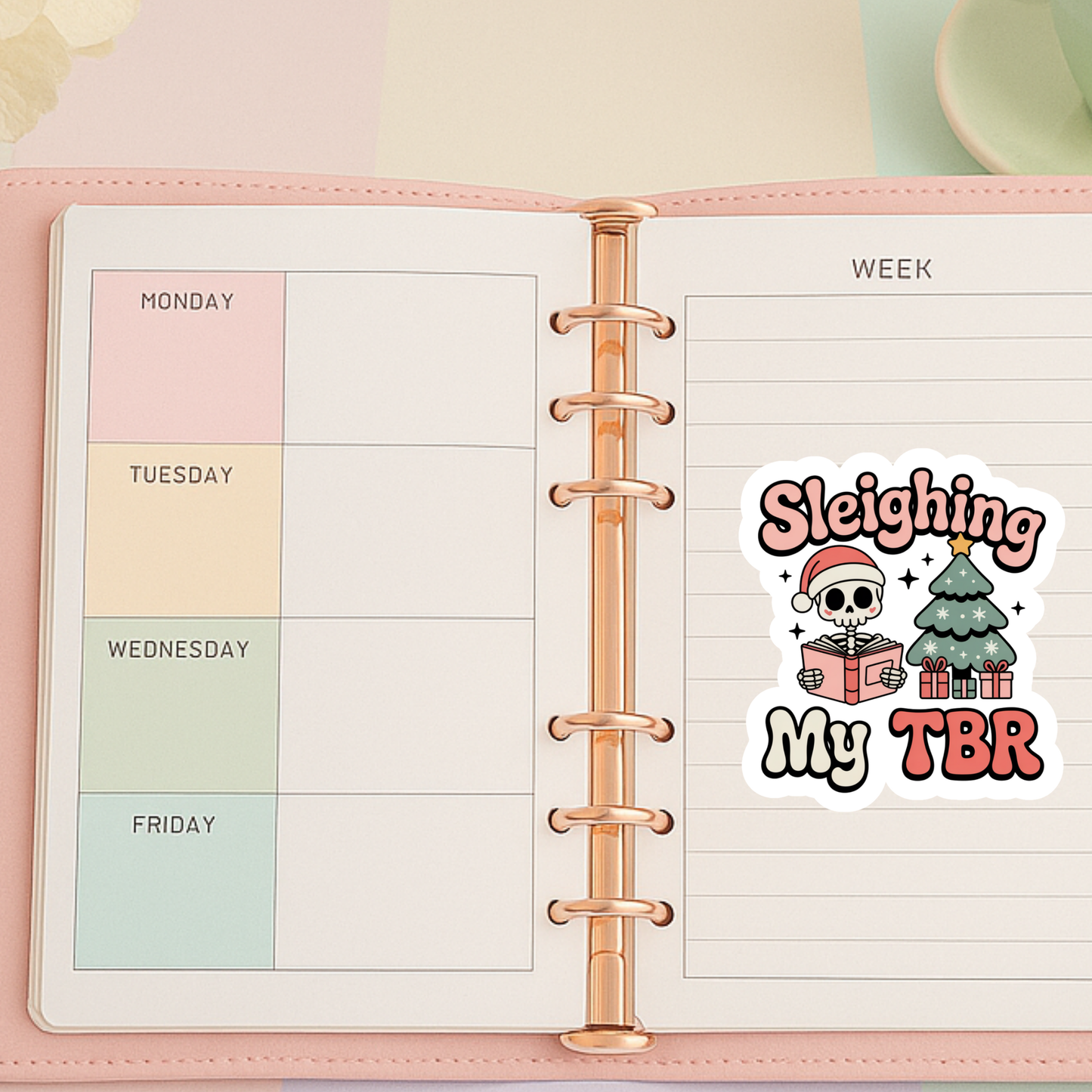 Sleighing My TBR Die Cut Sticker: Glossy Vinyl