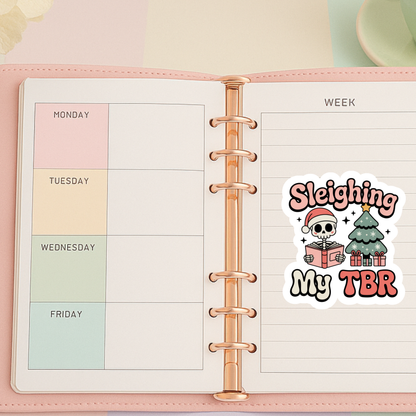 Sleighing My TBR Die Cut Sticker: Glossy Vinyl