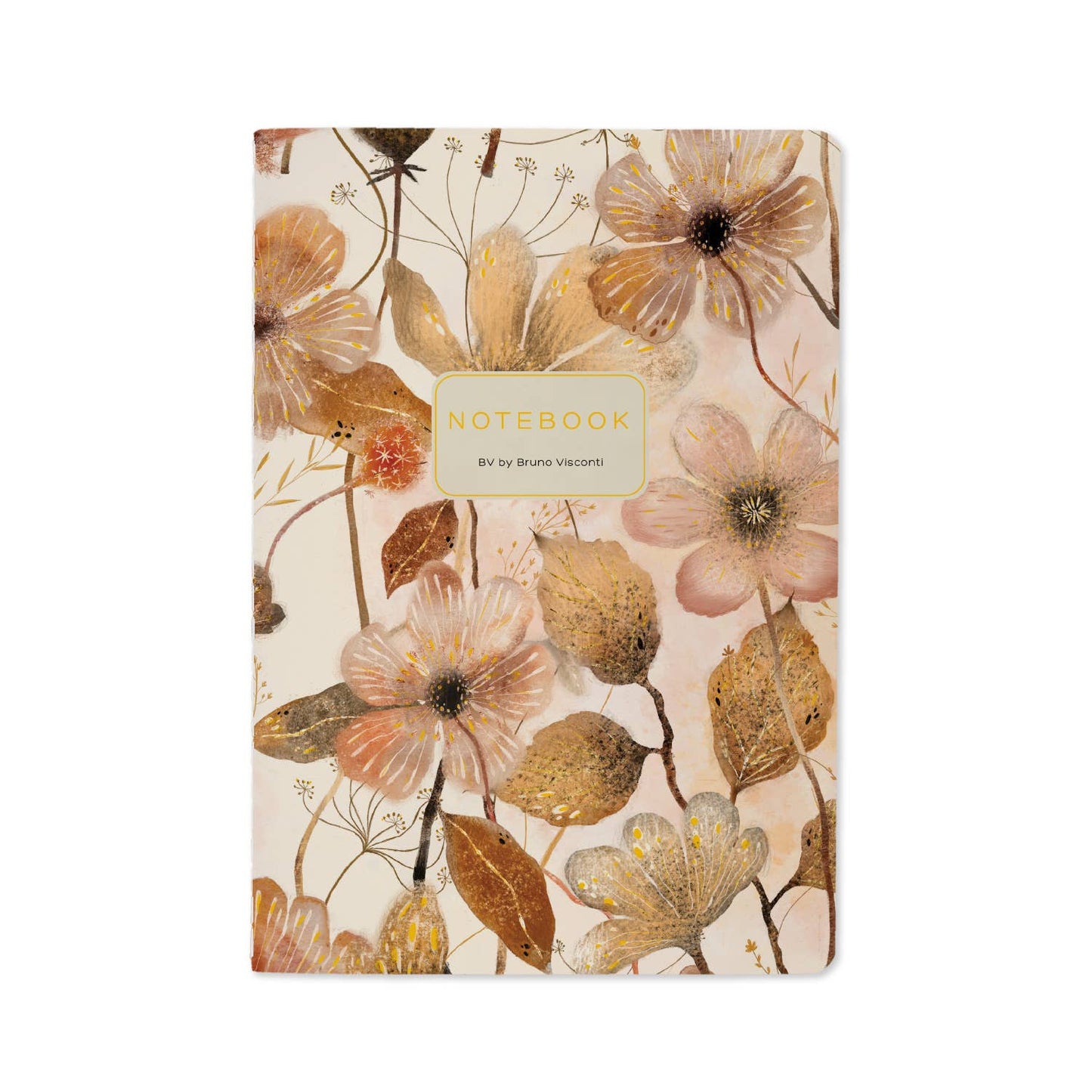 A5 Notebook -  Blush and Golden Flowers