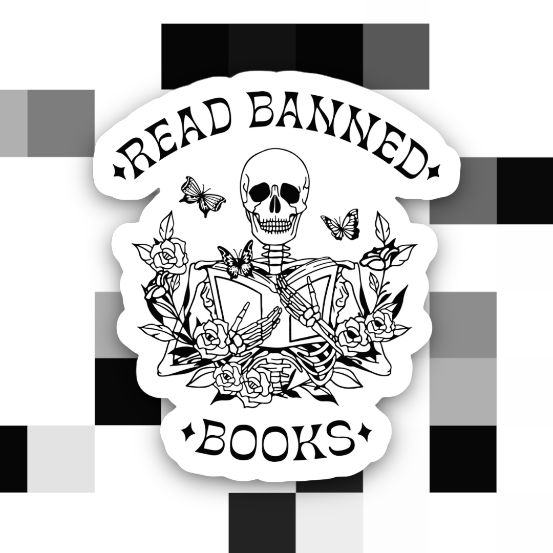 Read Banned Books Skeleton Sticker