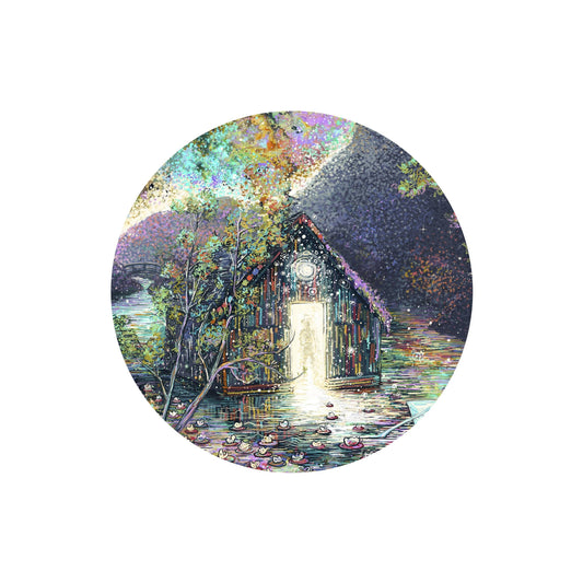 Waterlily House Sticker - Surreal Landscape