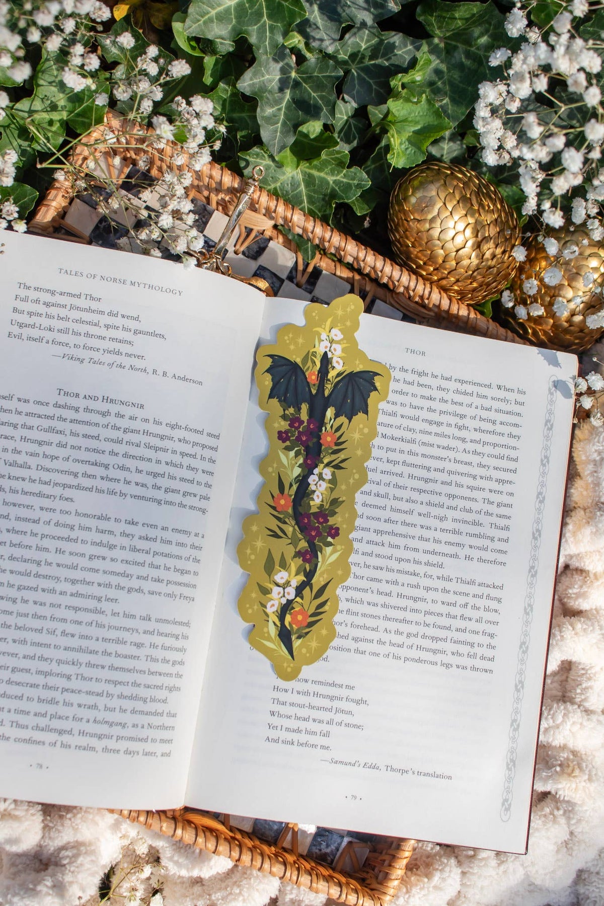 Floral Wyvern Die-Cut Bookmark