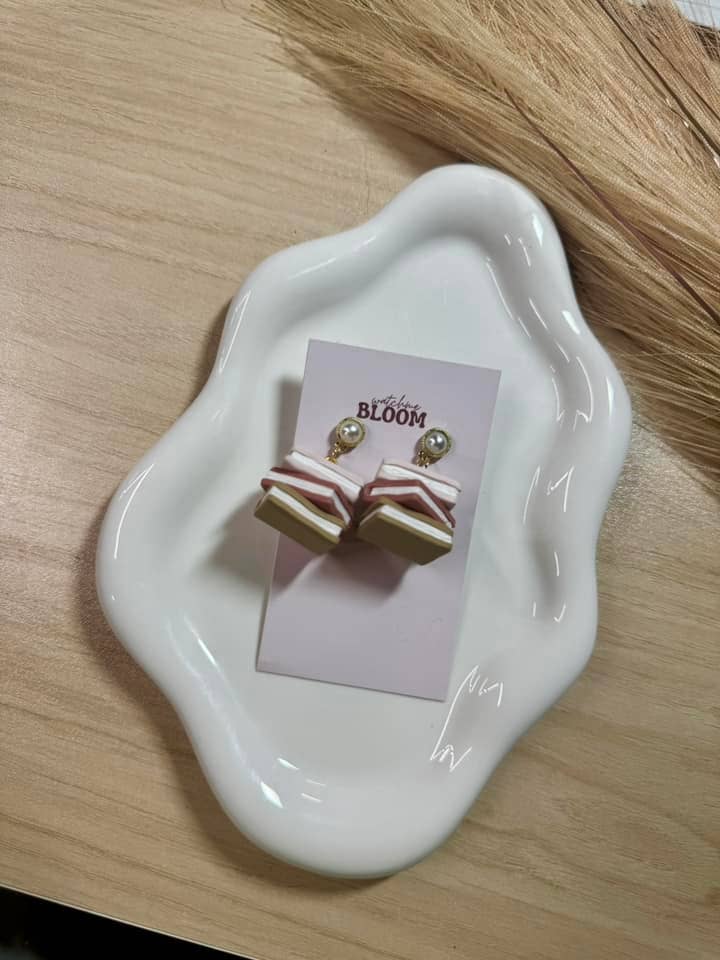 Pink Bookstack Polymer Clay Earrings