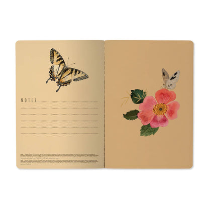 A5 Notebook -  Butterflies and Peonies