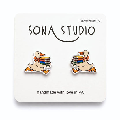 Book Goose Earrings