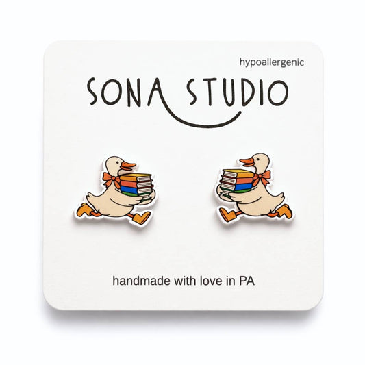 Book Goose Earrings