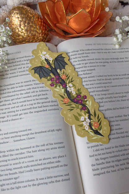 Floral Wyvern Die-Cut Bookmark