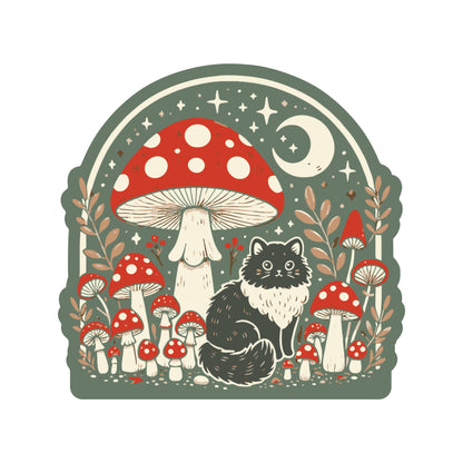 Moon Mushroom Kitty Cat High Quality Vinyl Sticker
