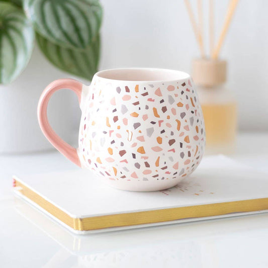 Pink Terrazzo Print Rounded Mug