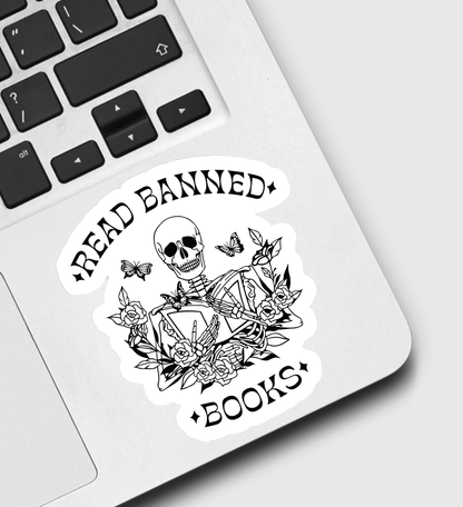 Read Banned Books Skeleton Sticker