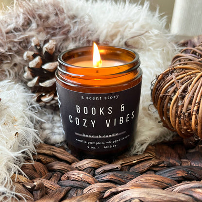 Books & Cozy Vibes -  Bookish Candle | Book Themed Candle