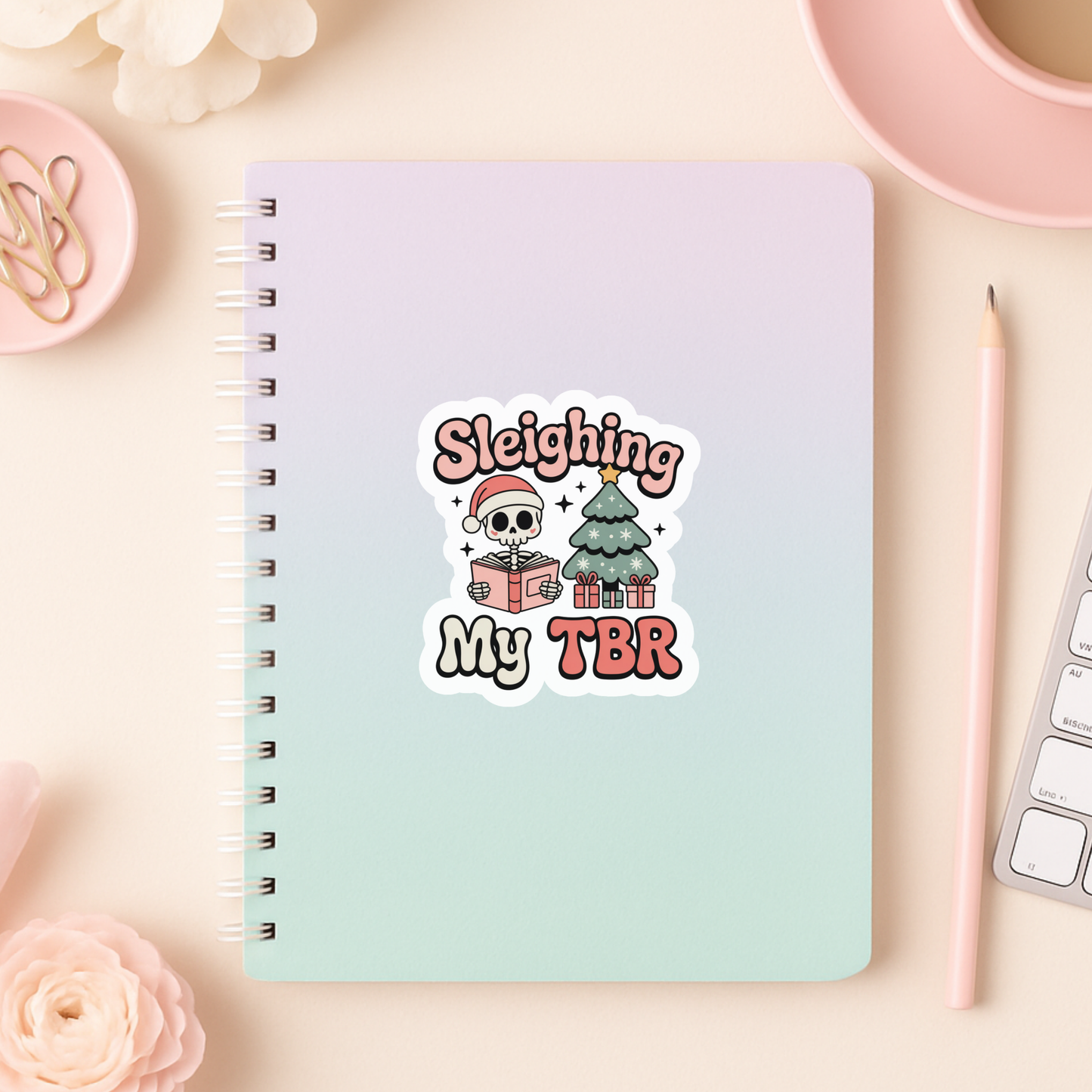 Sleighing My TBR Die Cut Sticker: Glossy Vinyl